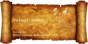 Velegi Andor névjegykártya