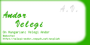andor velegi business card